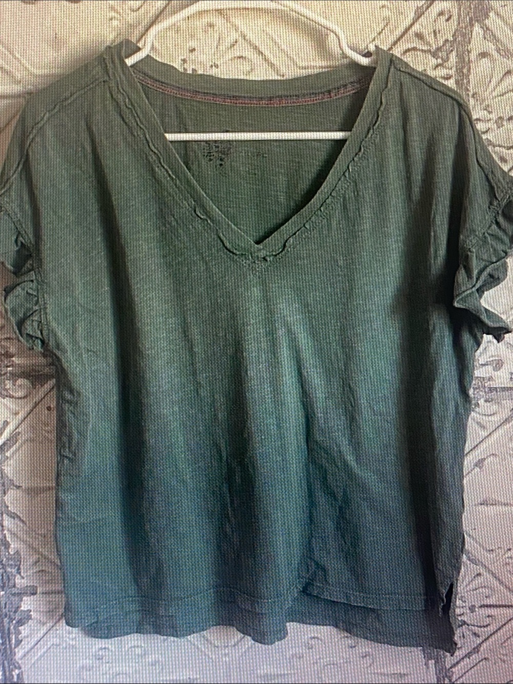 Pilcro Olive Green V-Neck Long Sleeve Tee